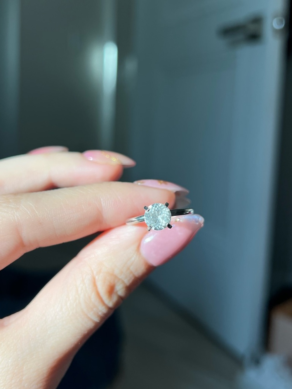 Classic Silver Solitaire Ring with Clear Stone - Women Jewelry